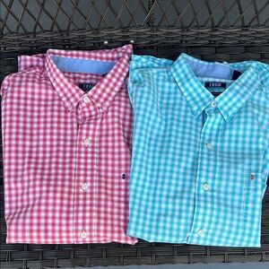 2 Pack: IZOD Men's Gingham Check Shirt - Red and Blue, Large